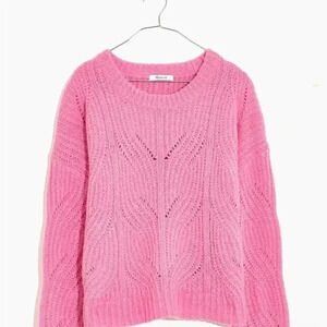 Madewell Alpaca Blend Charley Cozy Pullover Pointelle Knit Sweater